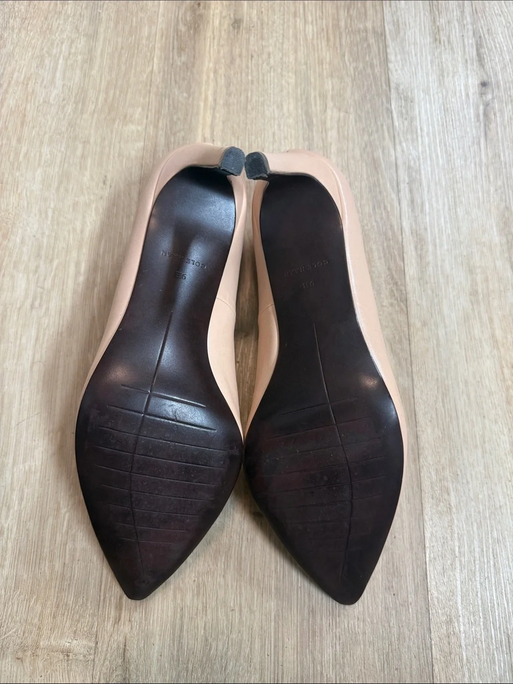 Cole Haan Blush Nude Pointed-Toe Leather Pumps size 9B